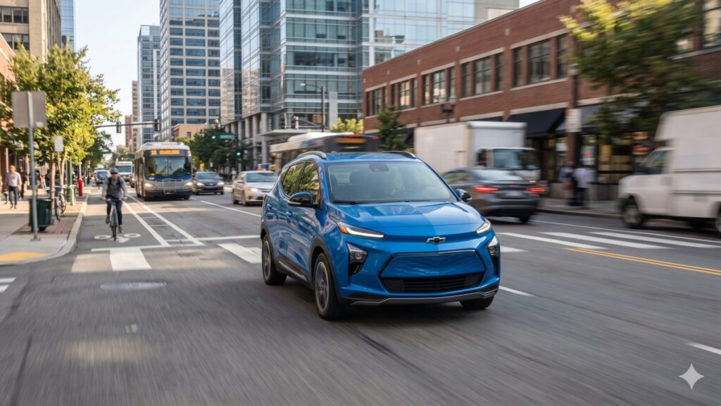 SUV Chevrolet Bolt EV driving