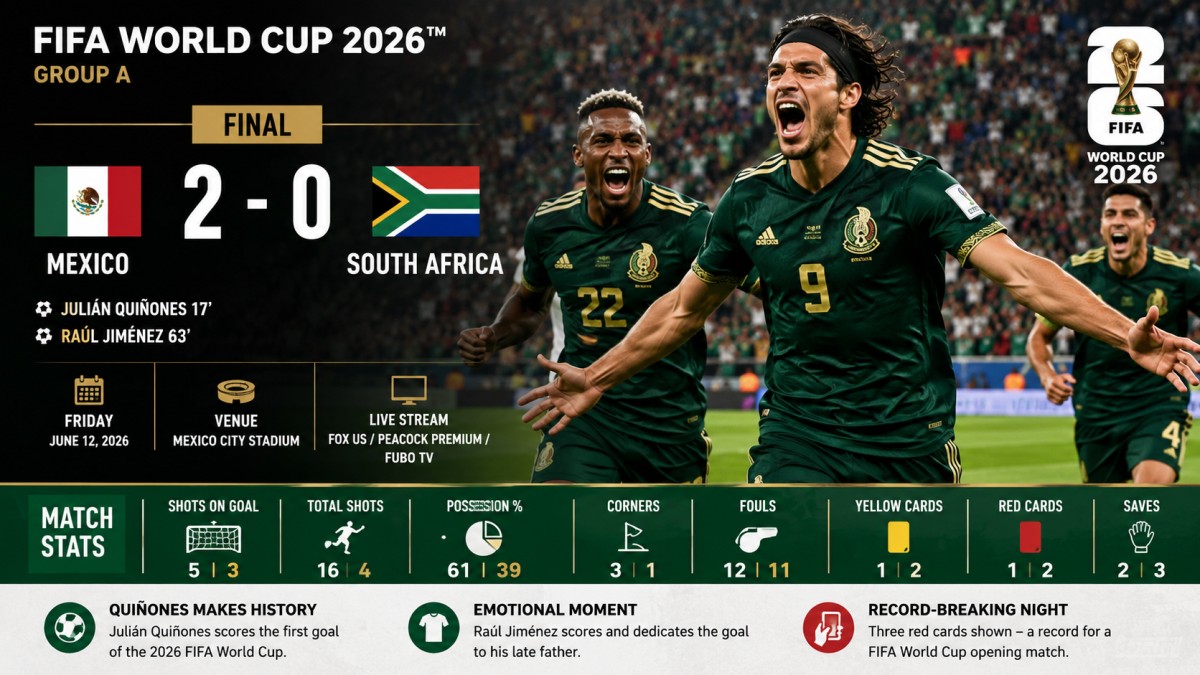 Mexico Defeats South Africa 2-0 in FIFA World Cup Opener