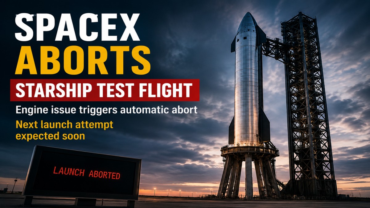 SpaceX Starship V3 rocket on the launch pad at Starbase before the aborted test flight.